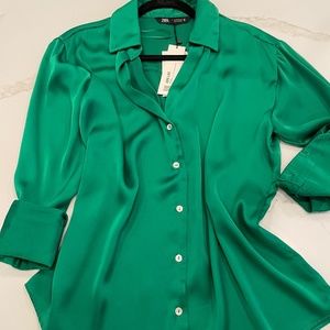 ZARA Satin Effect Shirt Size M